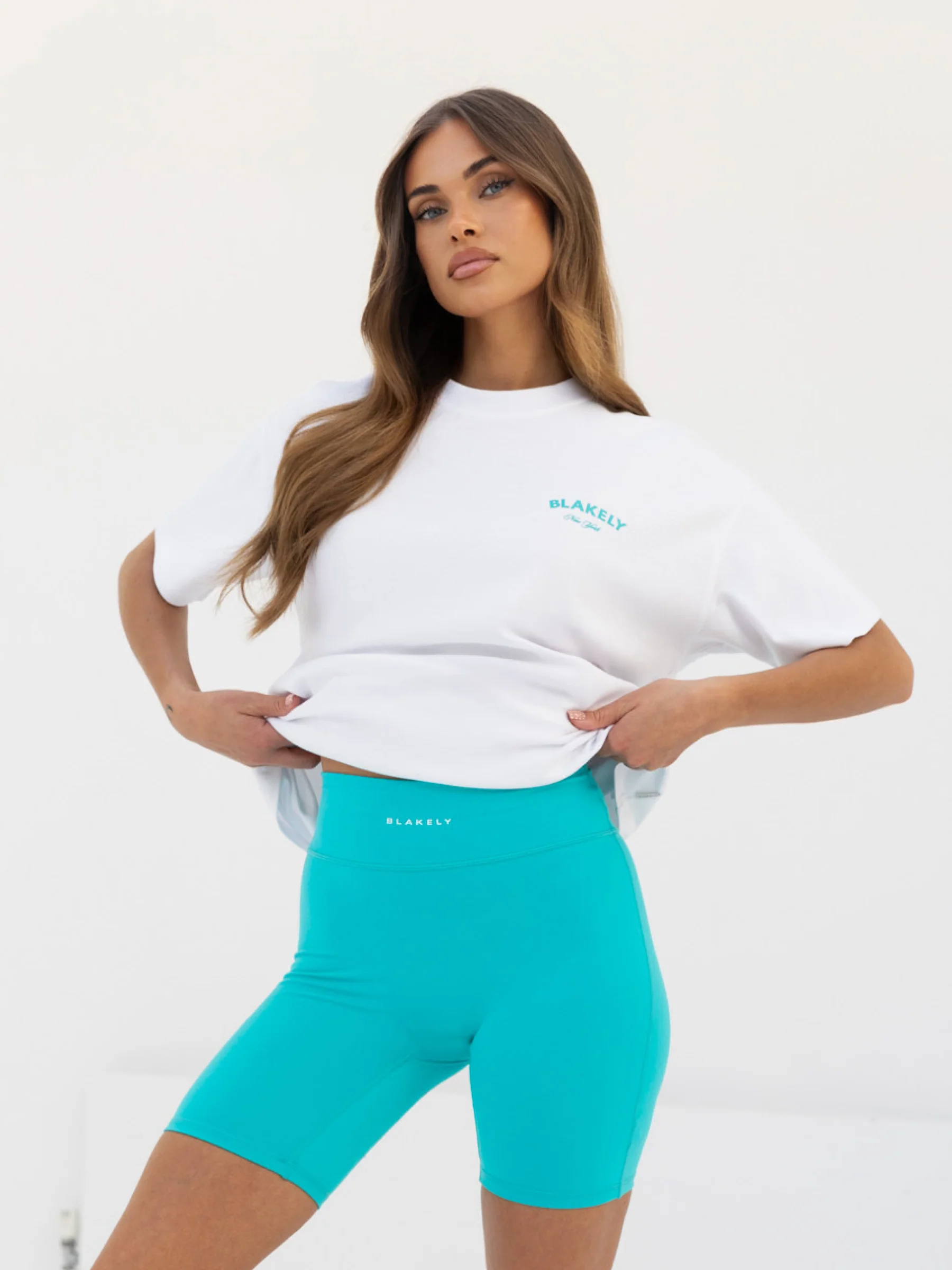 Crest Oversized T-Shirt - White & Aqua - Winsoncom