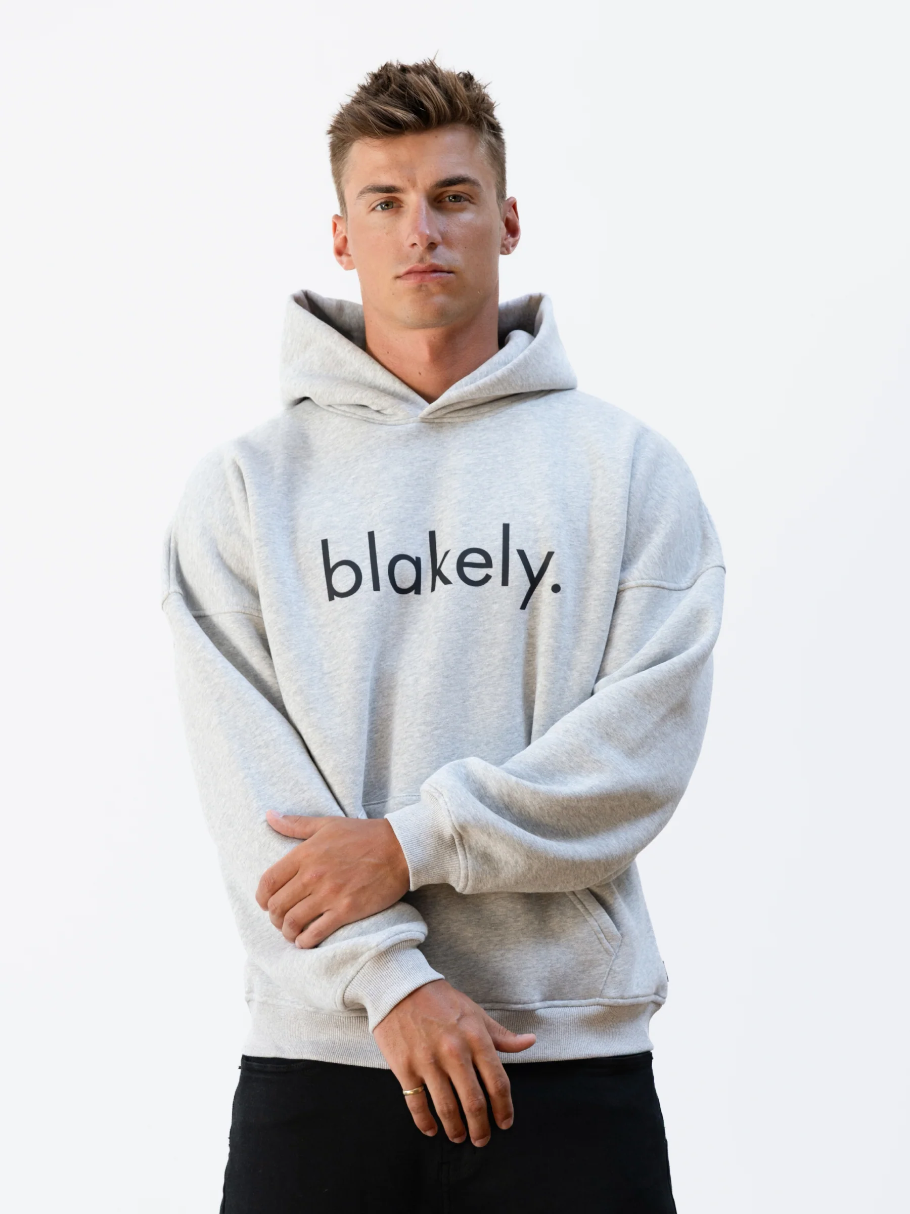 Logo Relaxed Hoodie - Marl Grey - Winsoncom