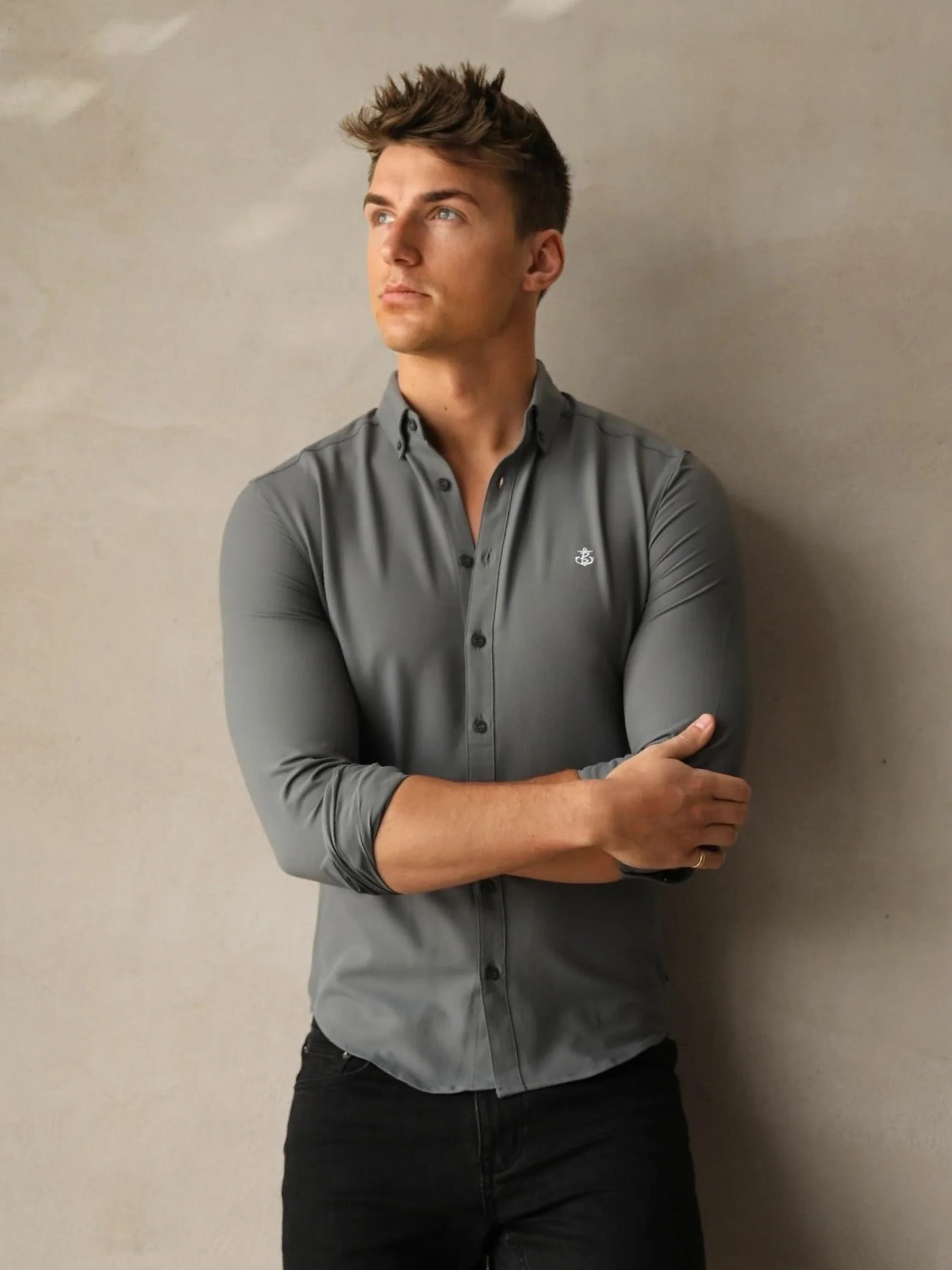 Carter Long Sleeve Shirt - Khaki Grey - Winsoncom