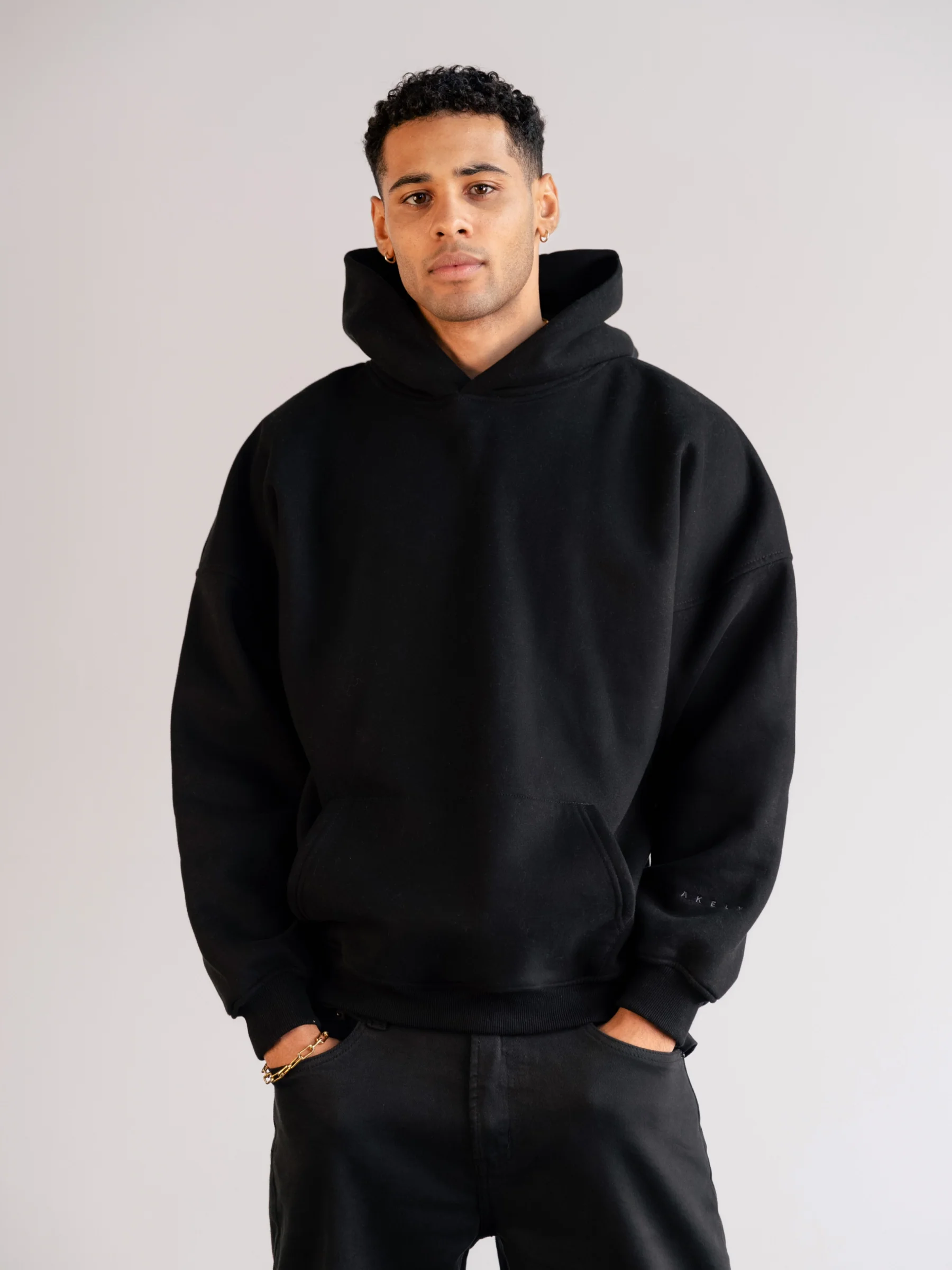Tonal Idris Oversized Hoodie - Black - Winsoncom