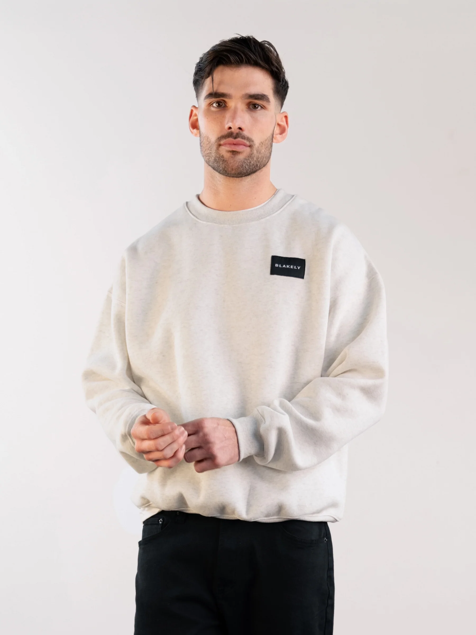 Label Relaxed Jumper - Marl White - Winsoncom