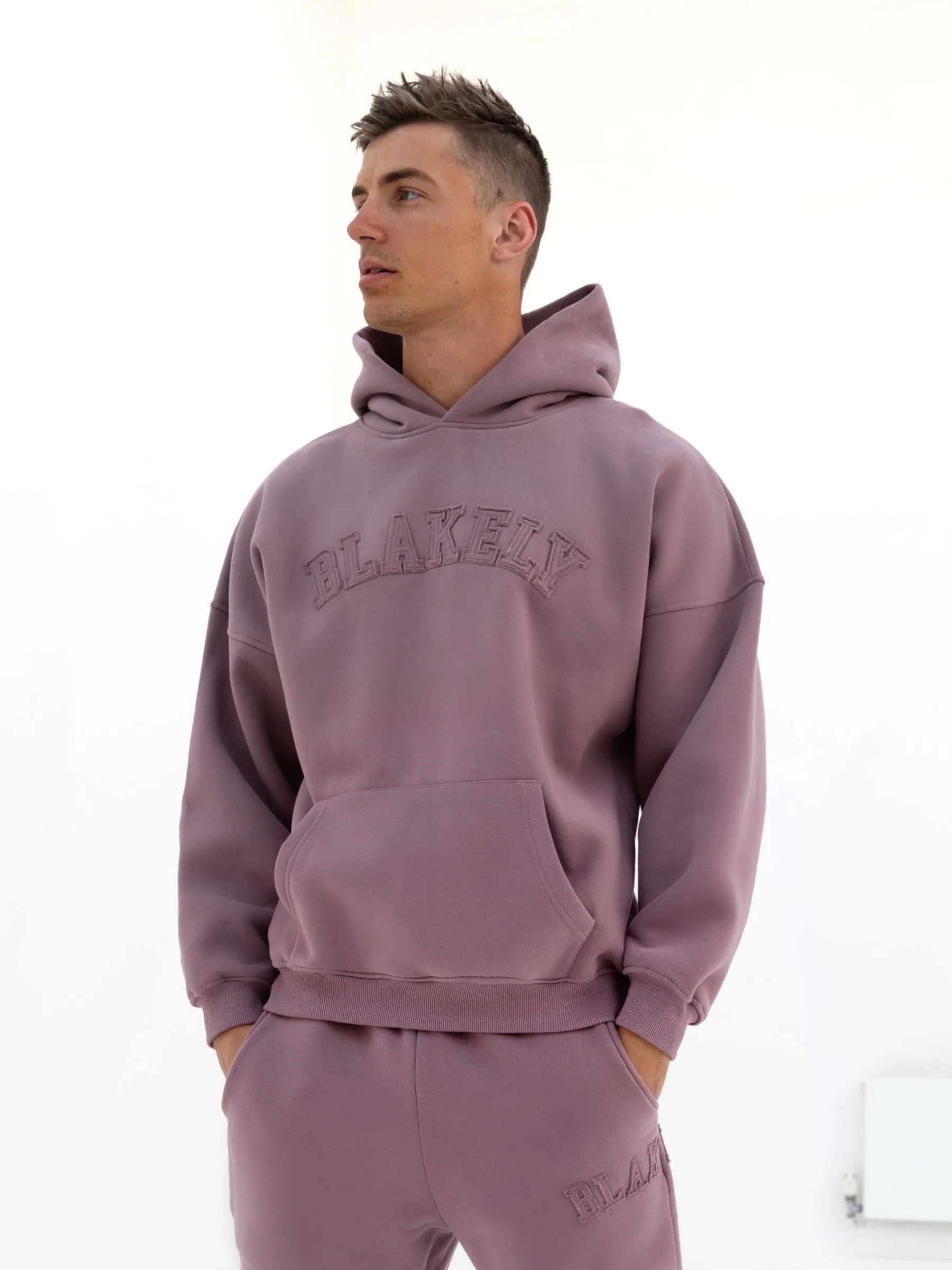 Tonal Varsity Relaxed Hoodie - Soft Mauve - Winsoncom