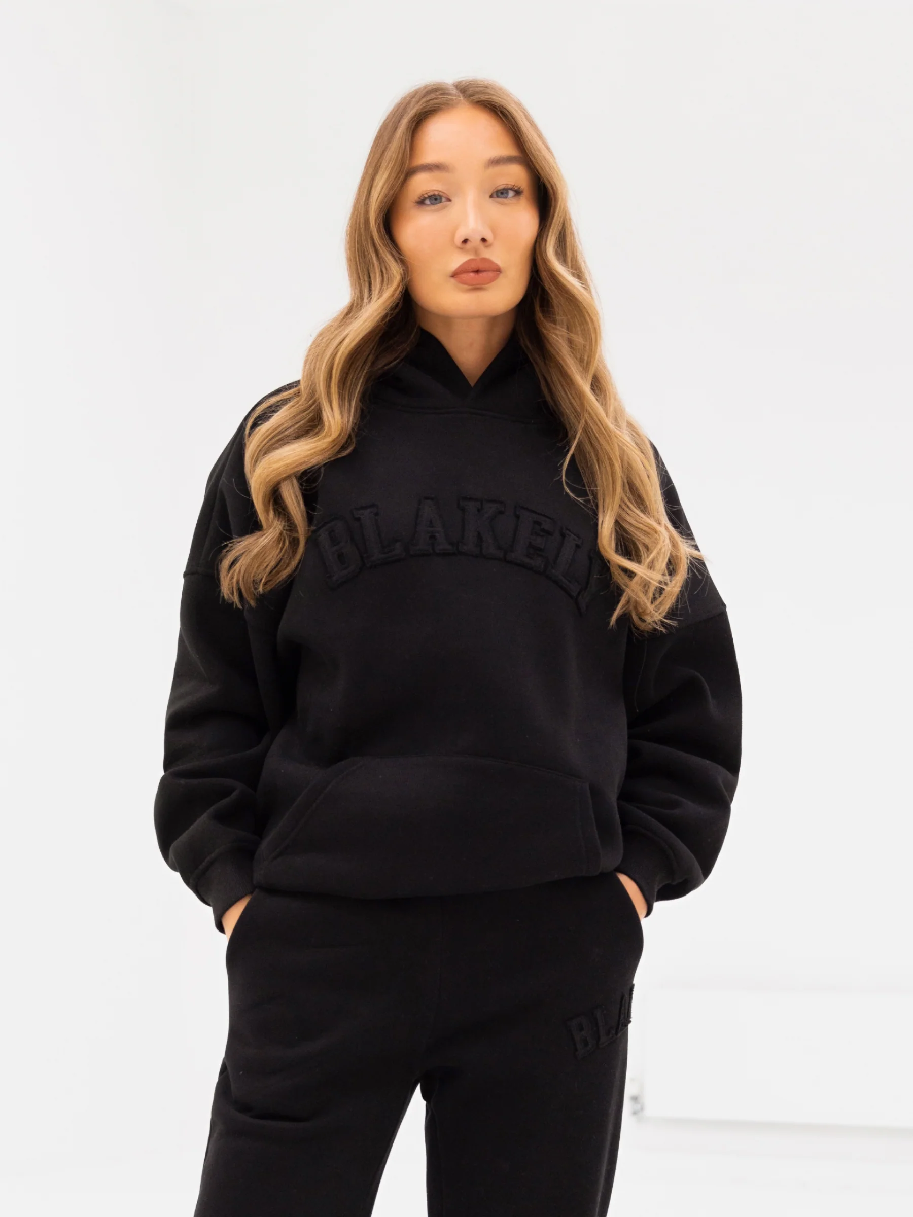 Tonal Varsity Oversized Hoodie - Black - Winsoncom