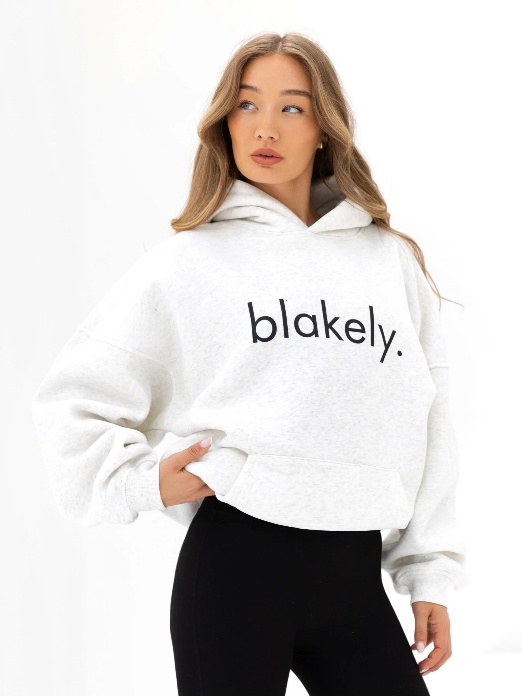 Logo Oversized Hoodie - Marl White - Winsoncom