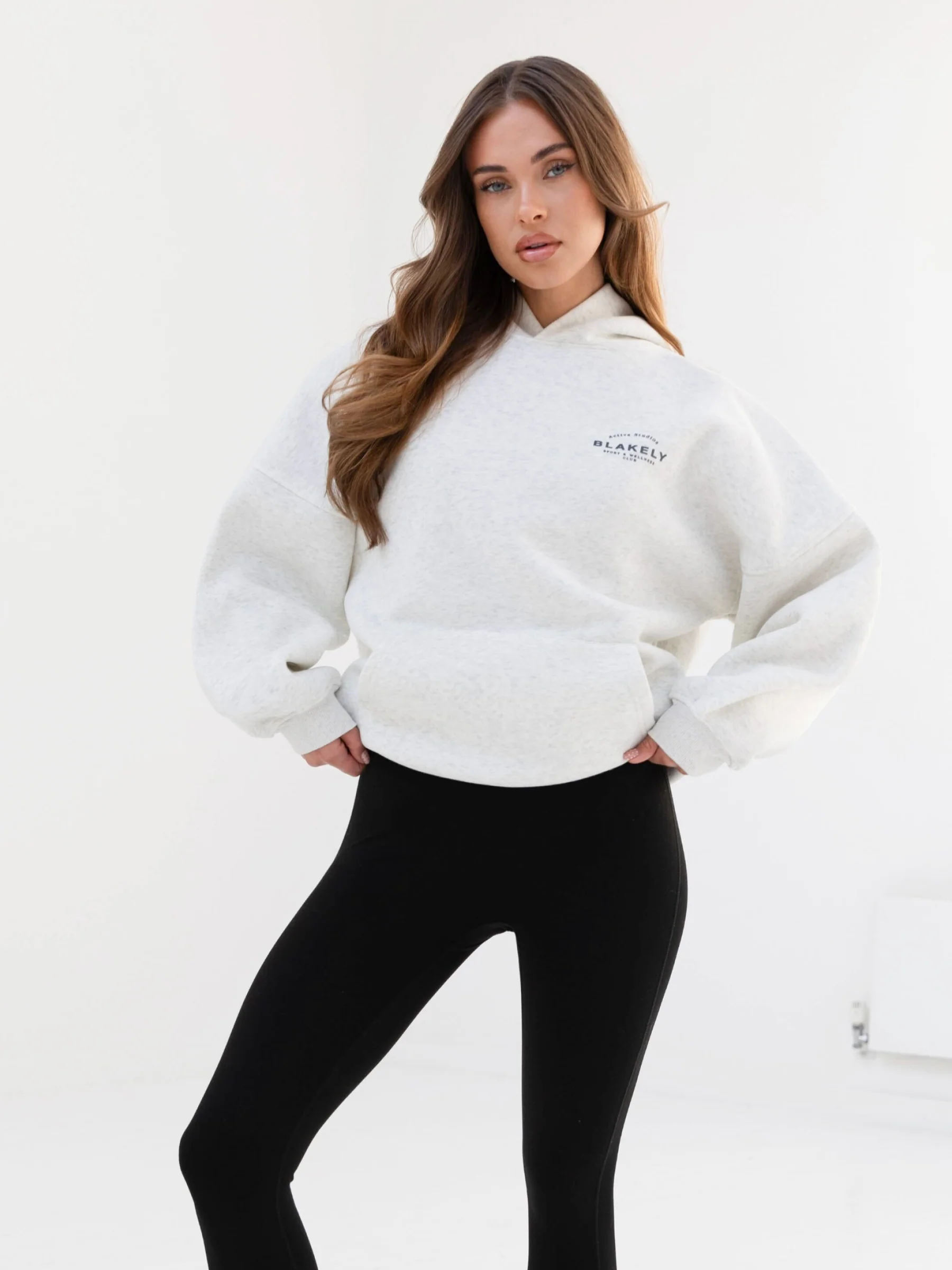 Active Studios Oversized Hoodie - Marl White & Slate Blue - Winsoncom