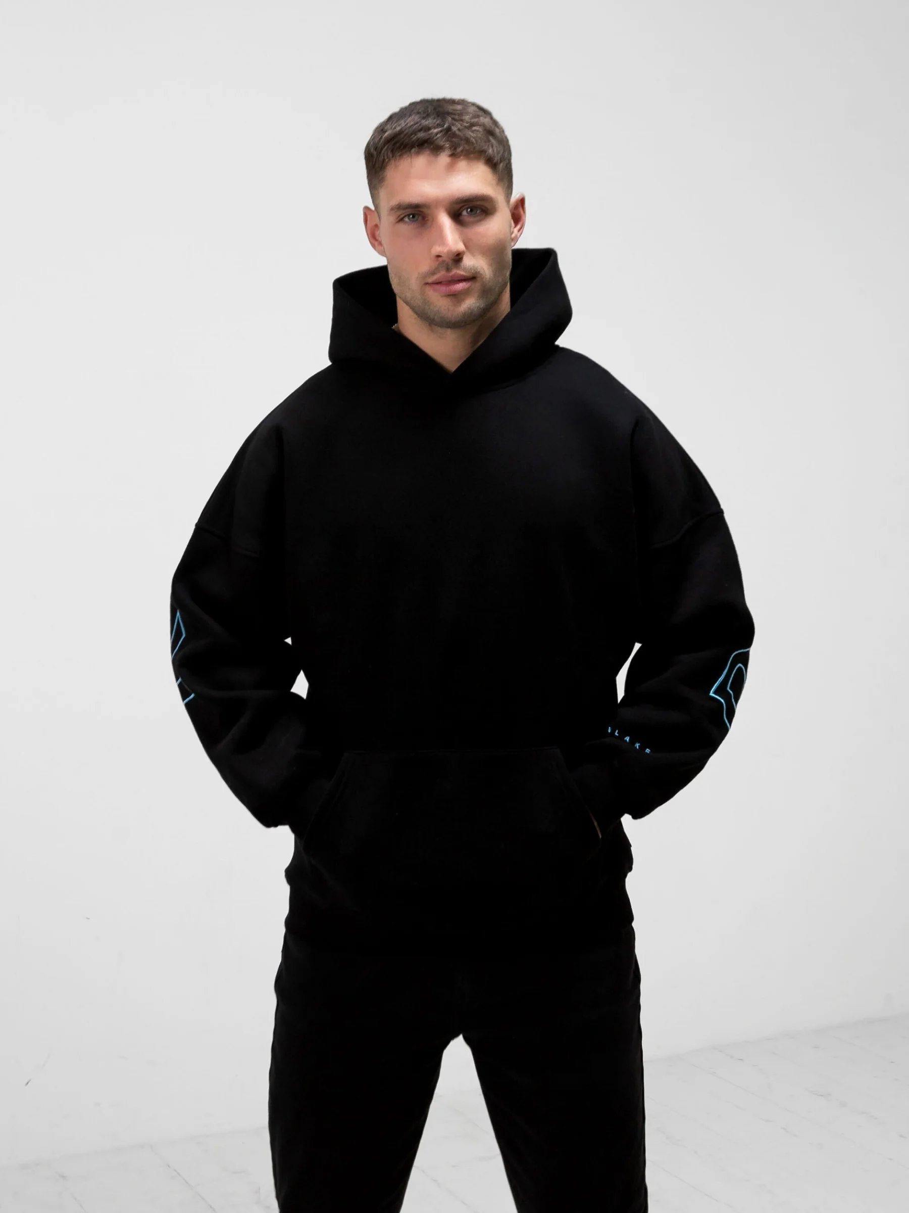Embroidered Idris Oversized Hoodie - Electric Blue - Winsoncom