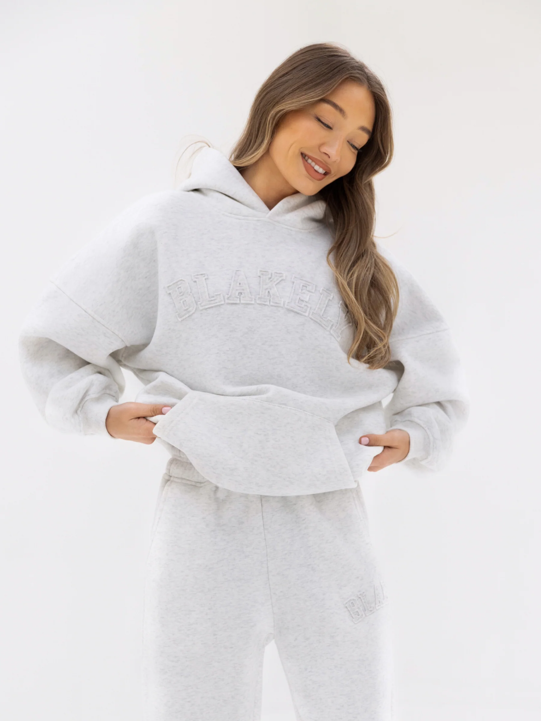 Tonal Varsity Oversized Hoodie - Marl White - Winsoncom