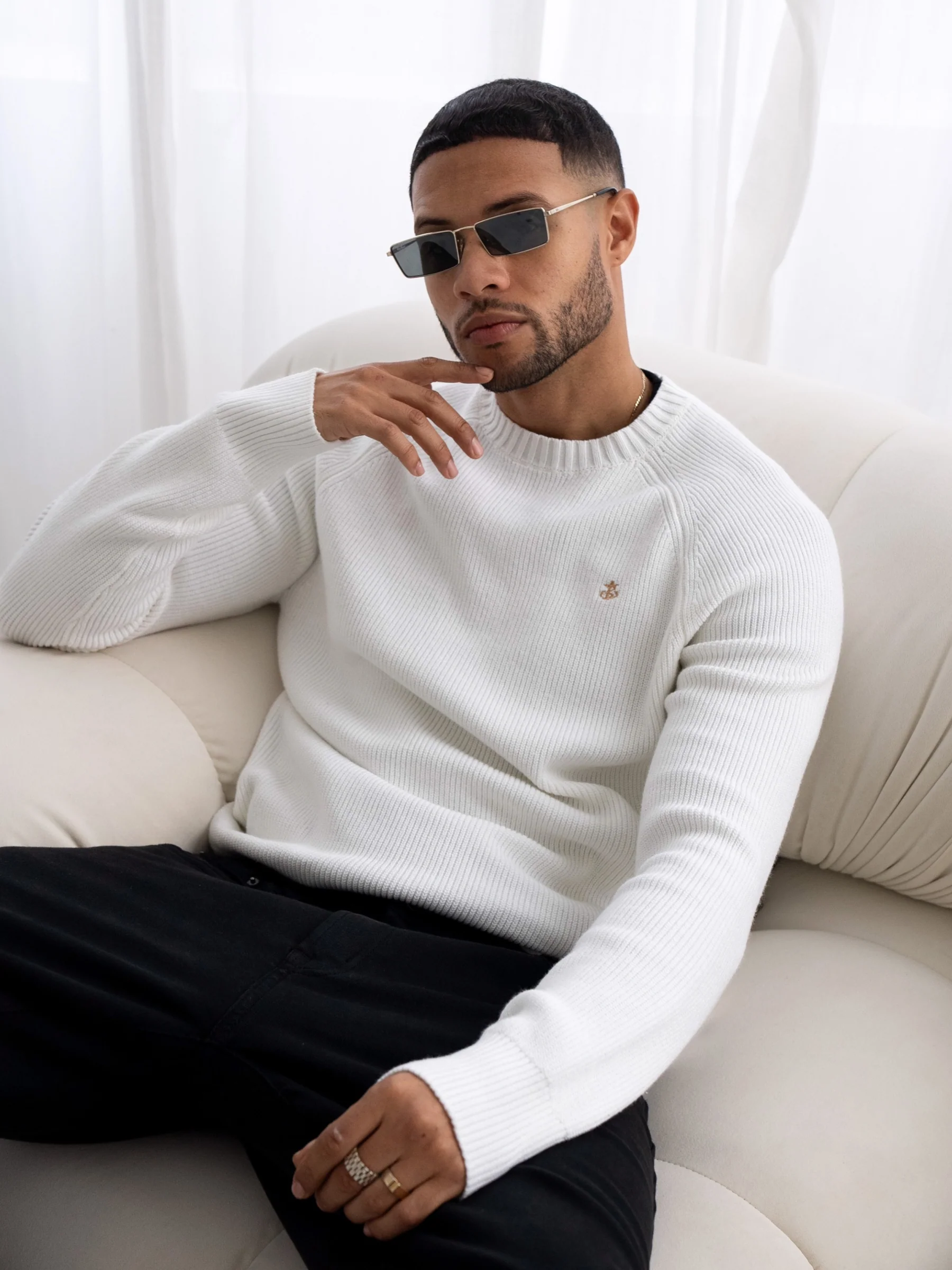 Olton Knit Jumper - White - Winsoncom