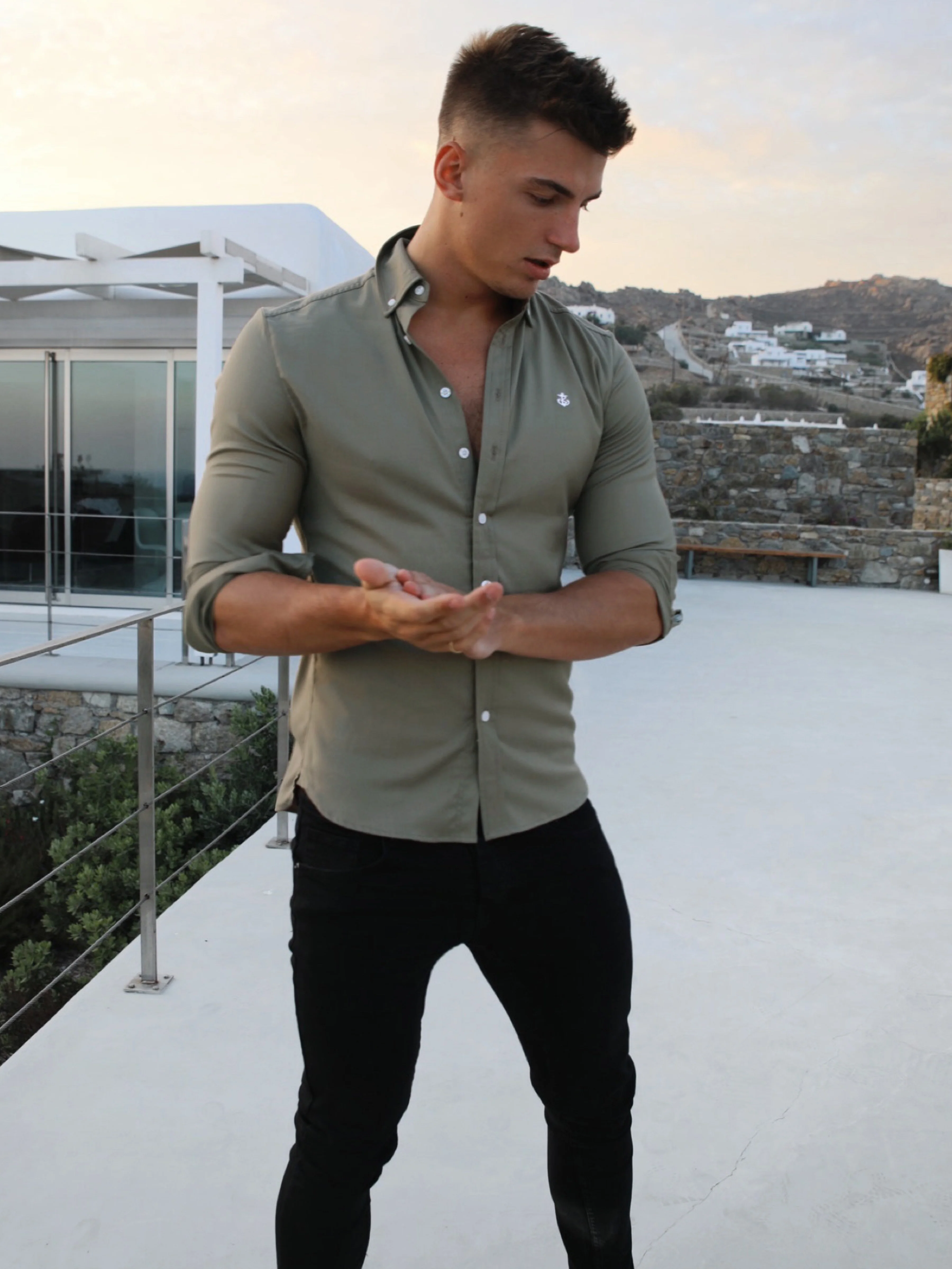 Merrick Long Sleeve Shirt - Khaki Green - Winsoncom