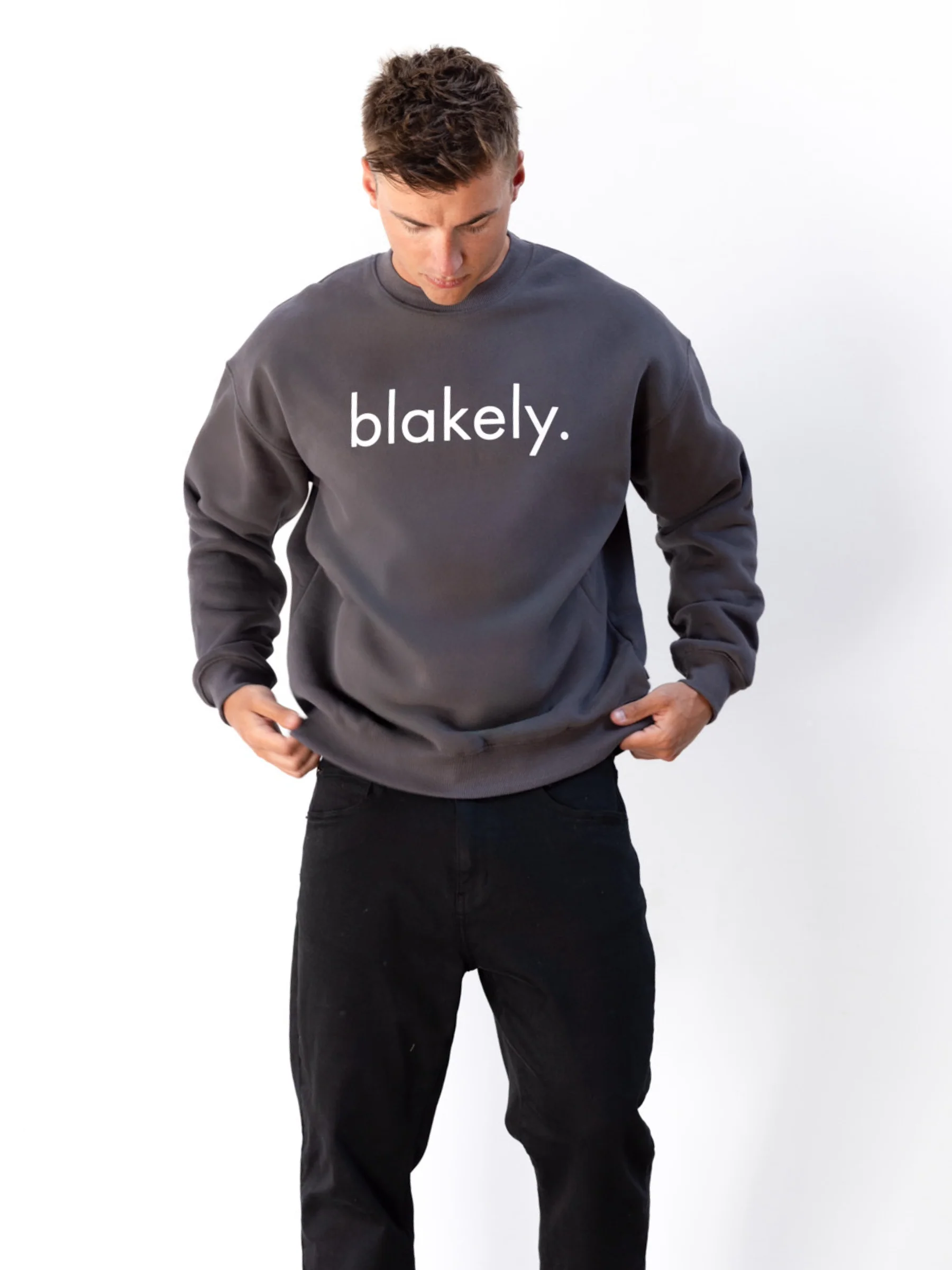 Logo Relaxed Jumper - Charcoal - Winsoncom