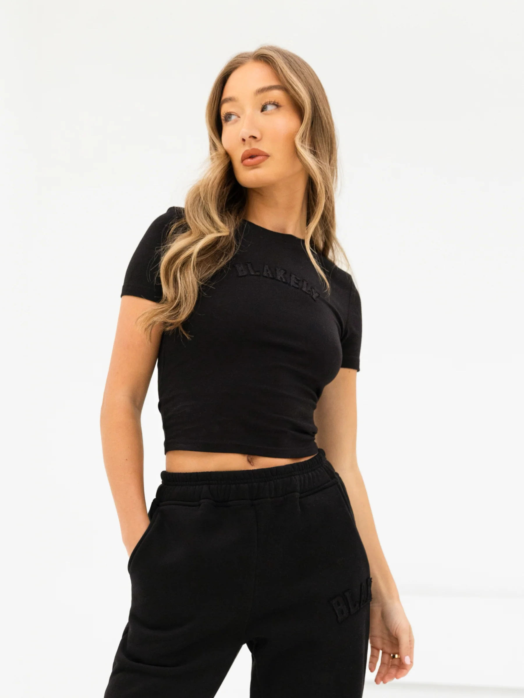 Tonal Varsity Baby Tee - Black - Winsoncom