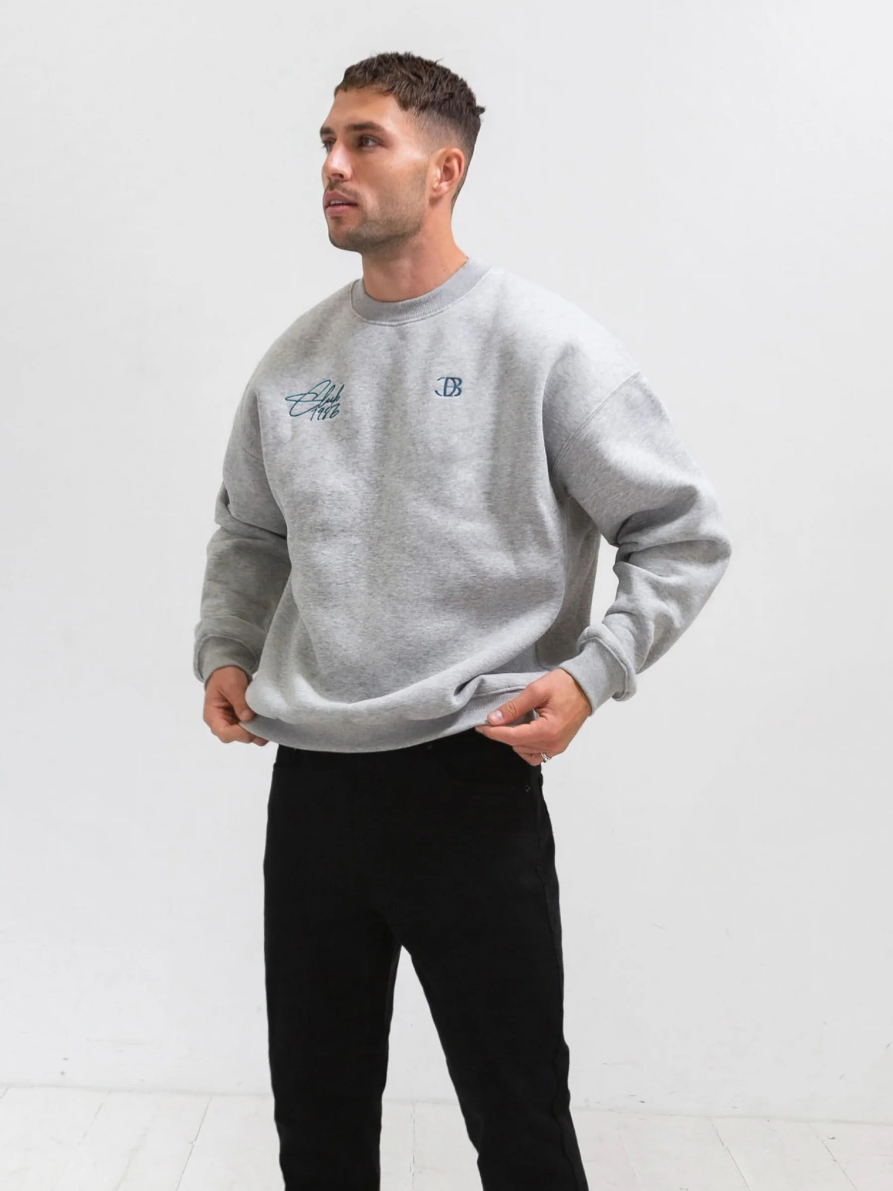 Club Relaxed Jumper - Marl Grey & Teal - Winsoncom