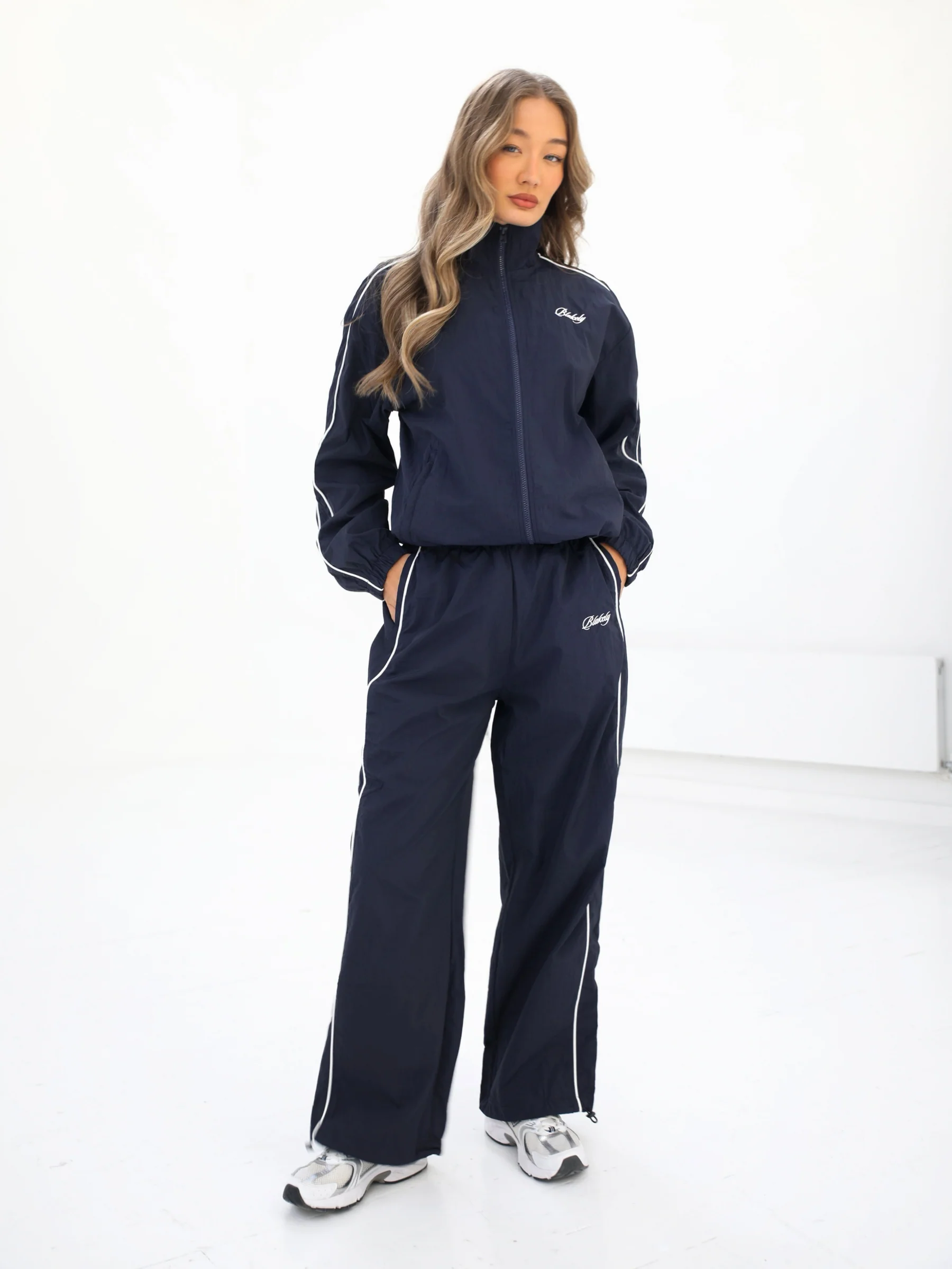 Off Duty Full Zip Jacket & Parachute Trousers Set - Navy - Winsoncom