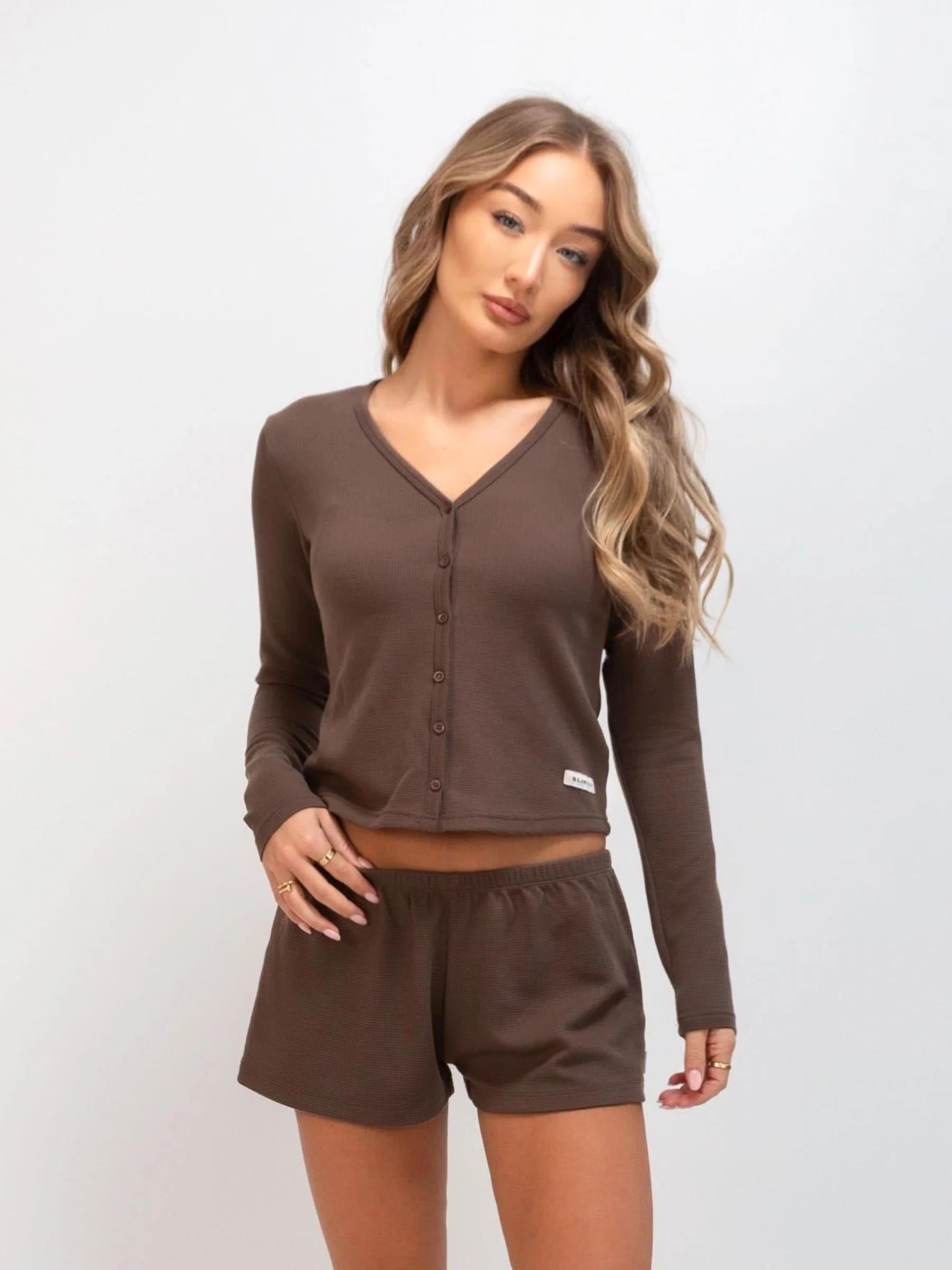 Soft Waffle Cardigan - Brown - Winsoncom
