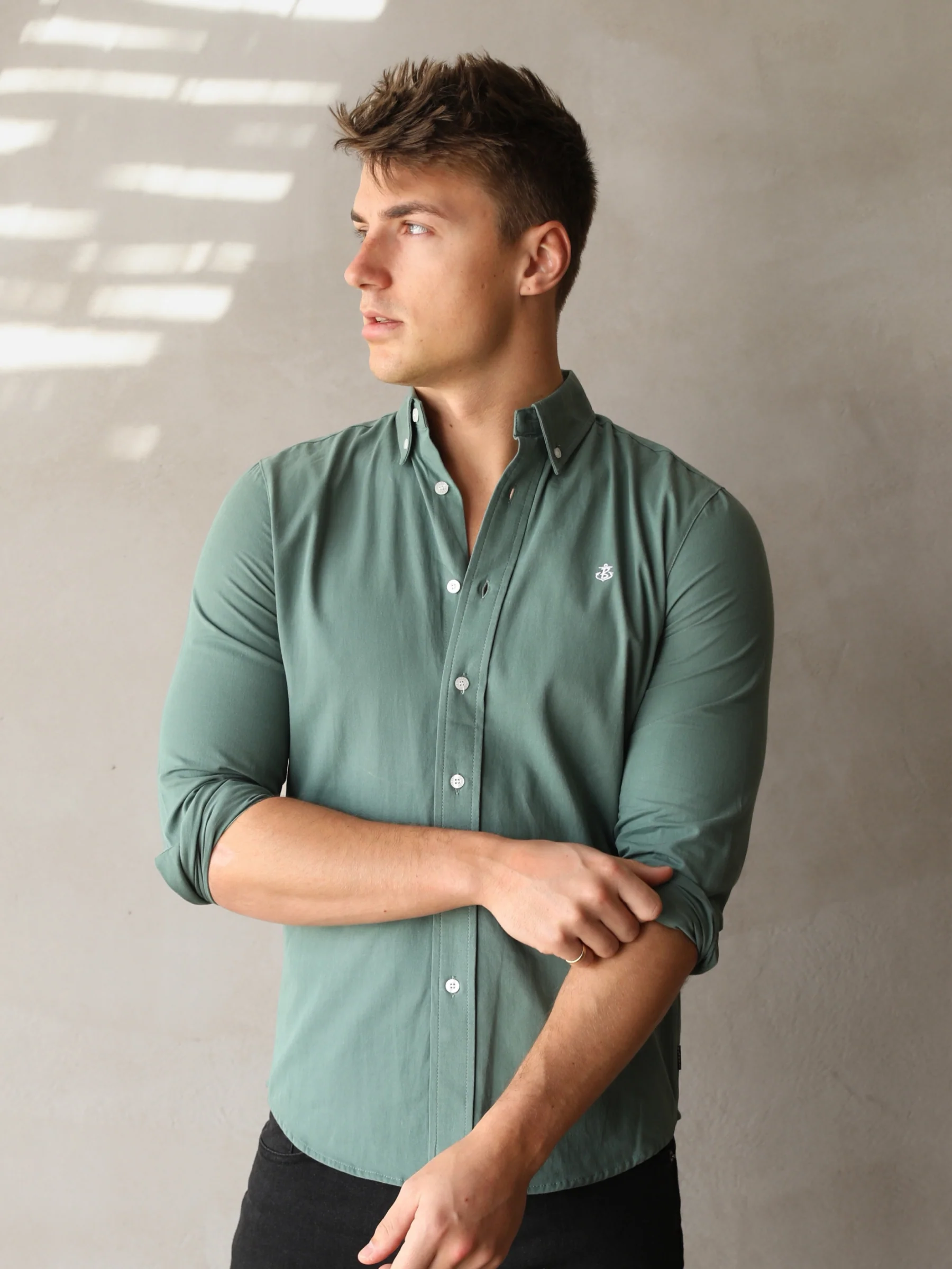 Newburgh Slim Fit Shirt - Forest Green - Winsoncom