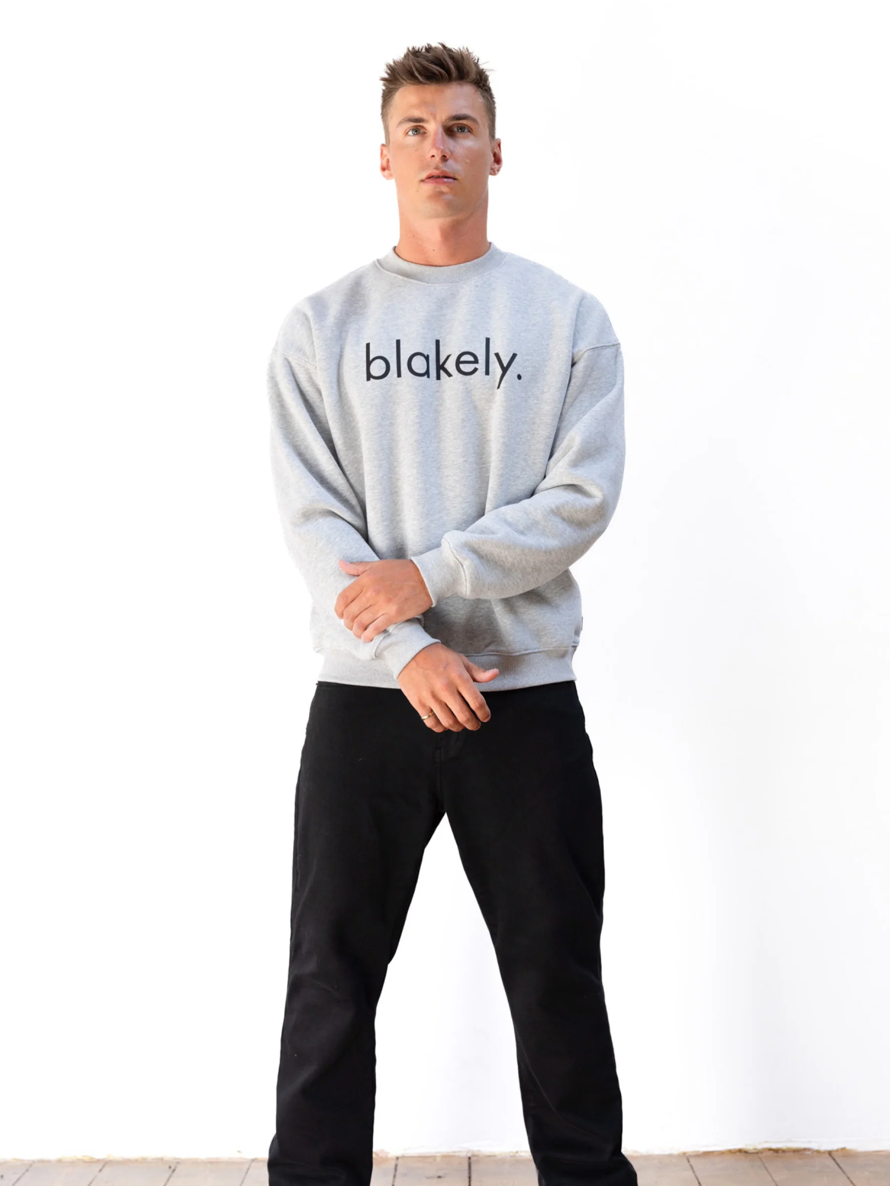 Logo Relaxed Jumper - Marl Grey - Winsoncom