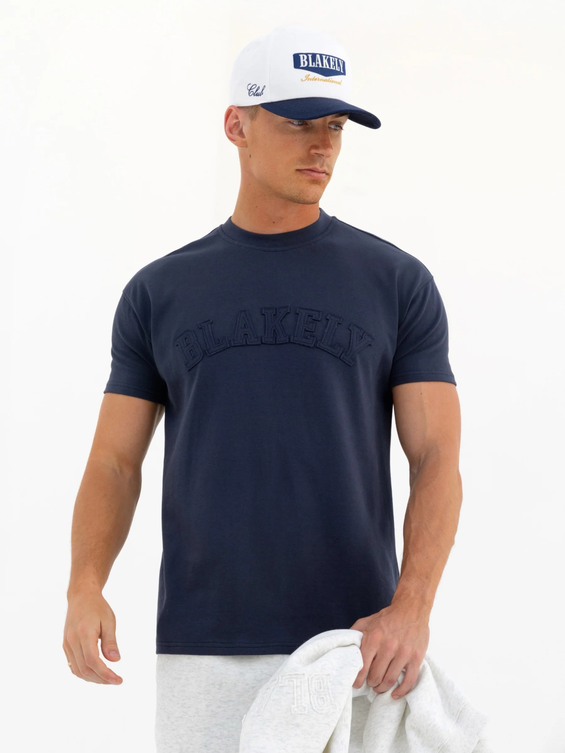 Tonal Varsity Relaxed T-Shirt - True Navy - Winsoncom