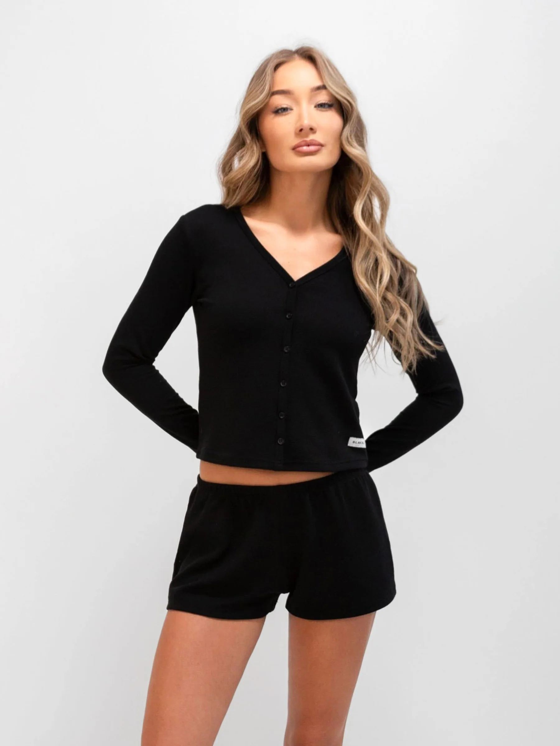 Soft Waffle Cardigan - Black - Winsoncom