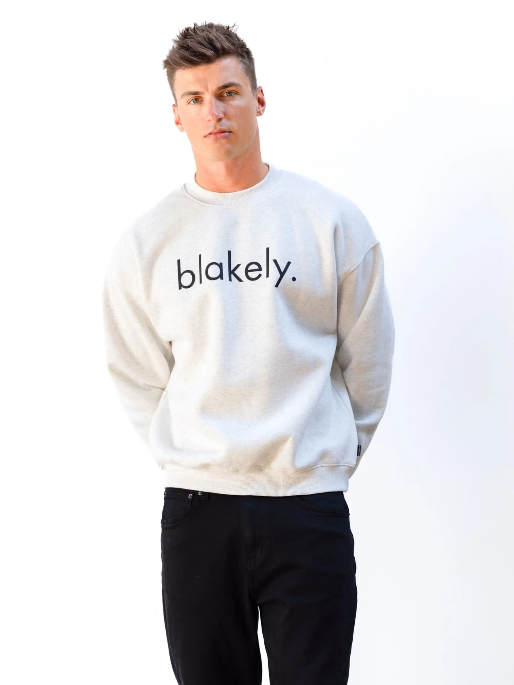 Logo Relaxed Jumper - Marl White - Winsoncom