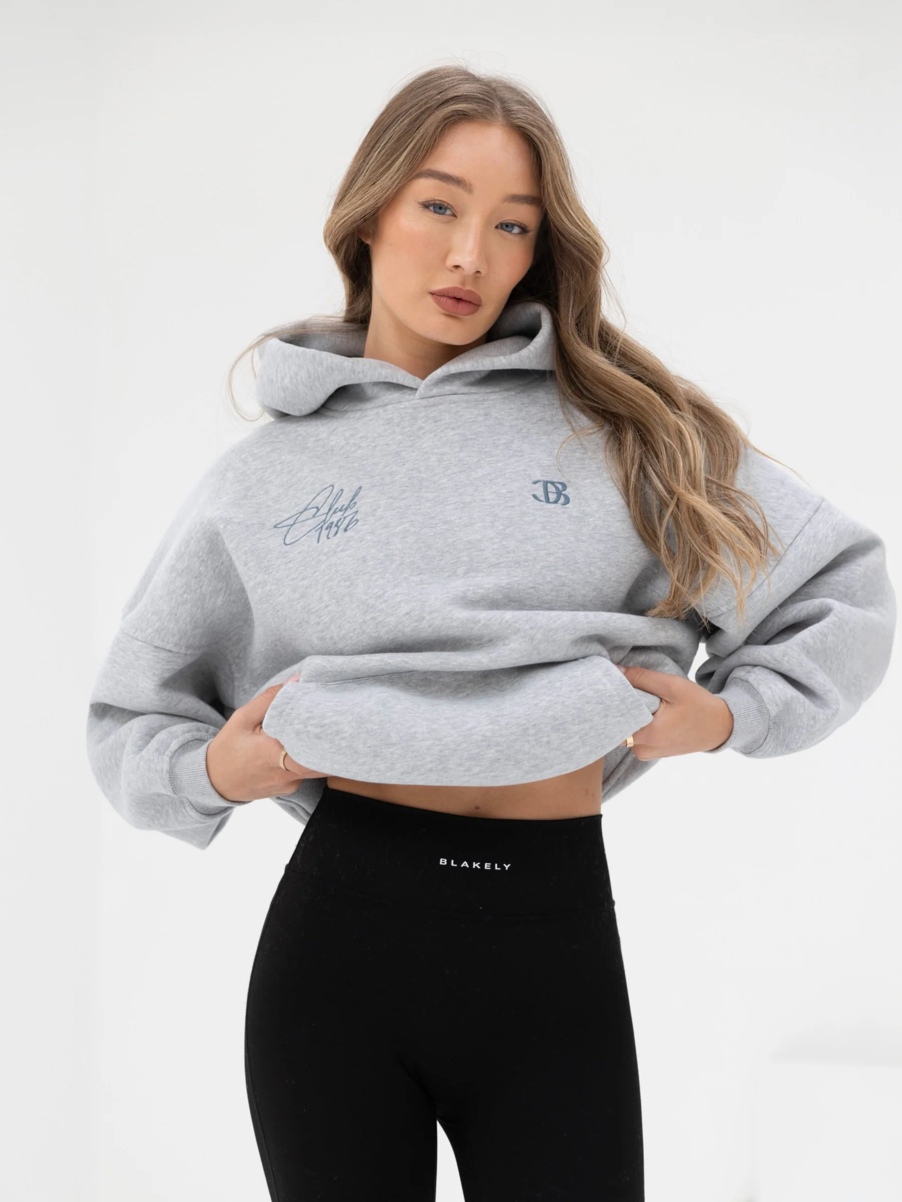Club Oversized Hoodie - Marl Grey & Teal - Winsoncom