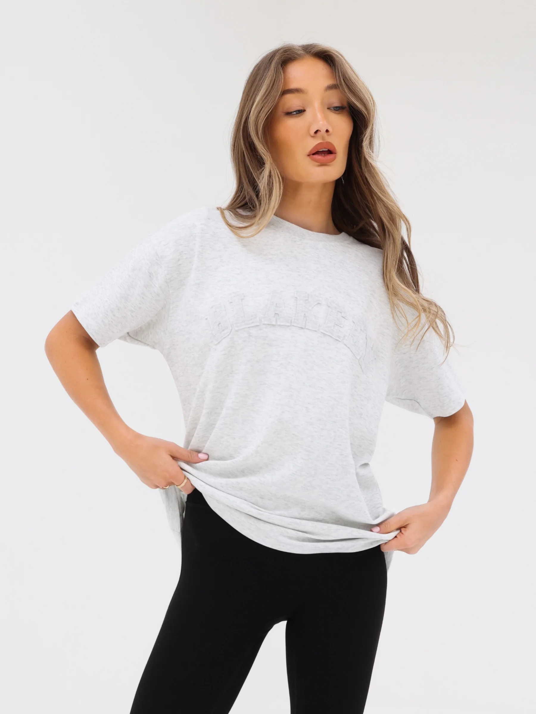 Tonal Varsity Oversized T-Shirt - Marl White - Winsoncom