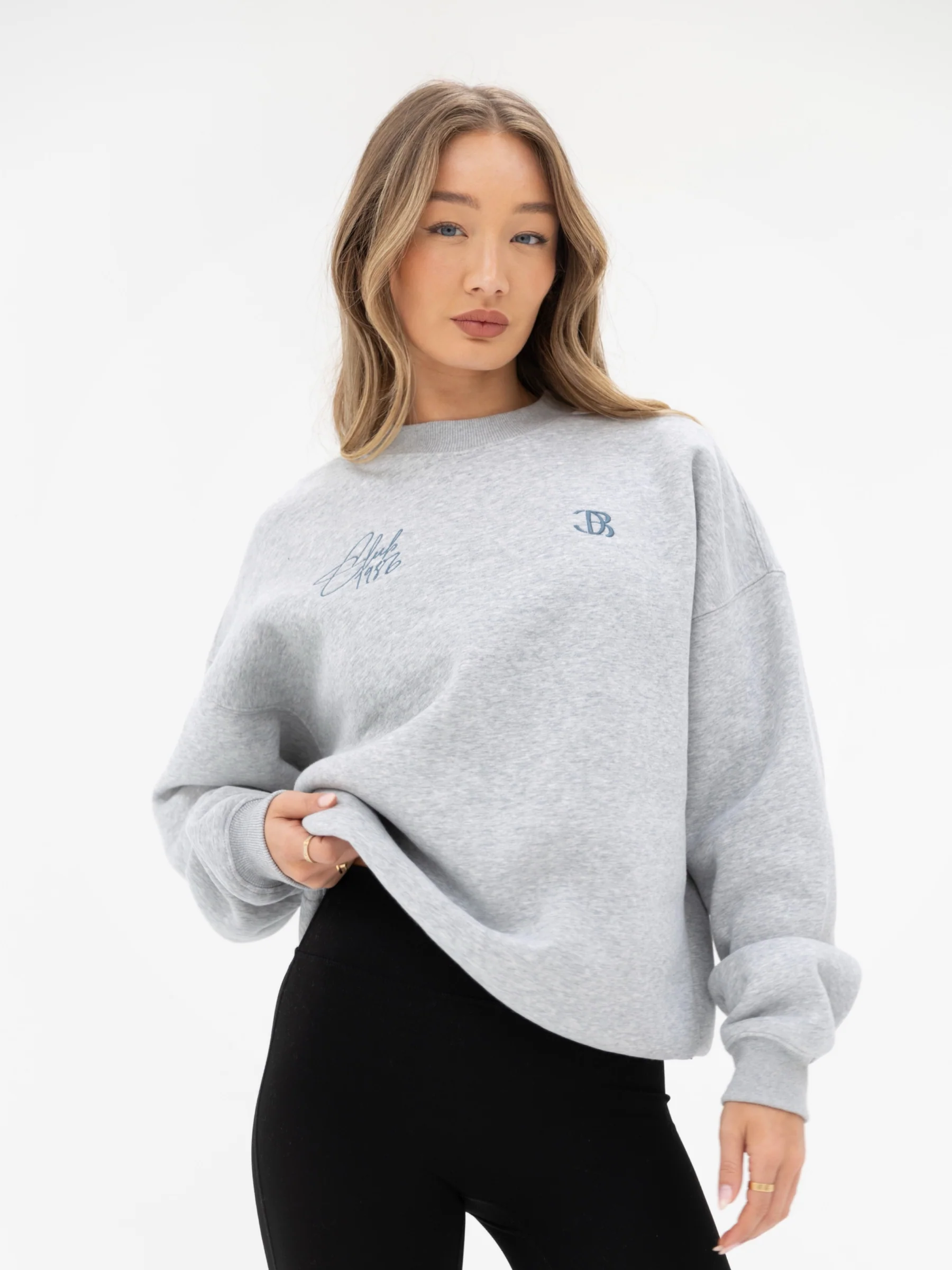 Club Oversized Jumper - Marl Grey & Teal - Winsoncom