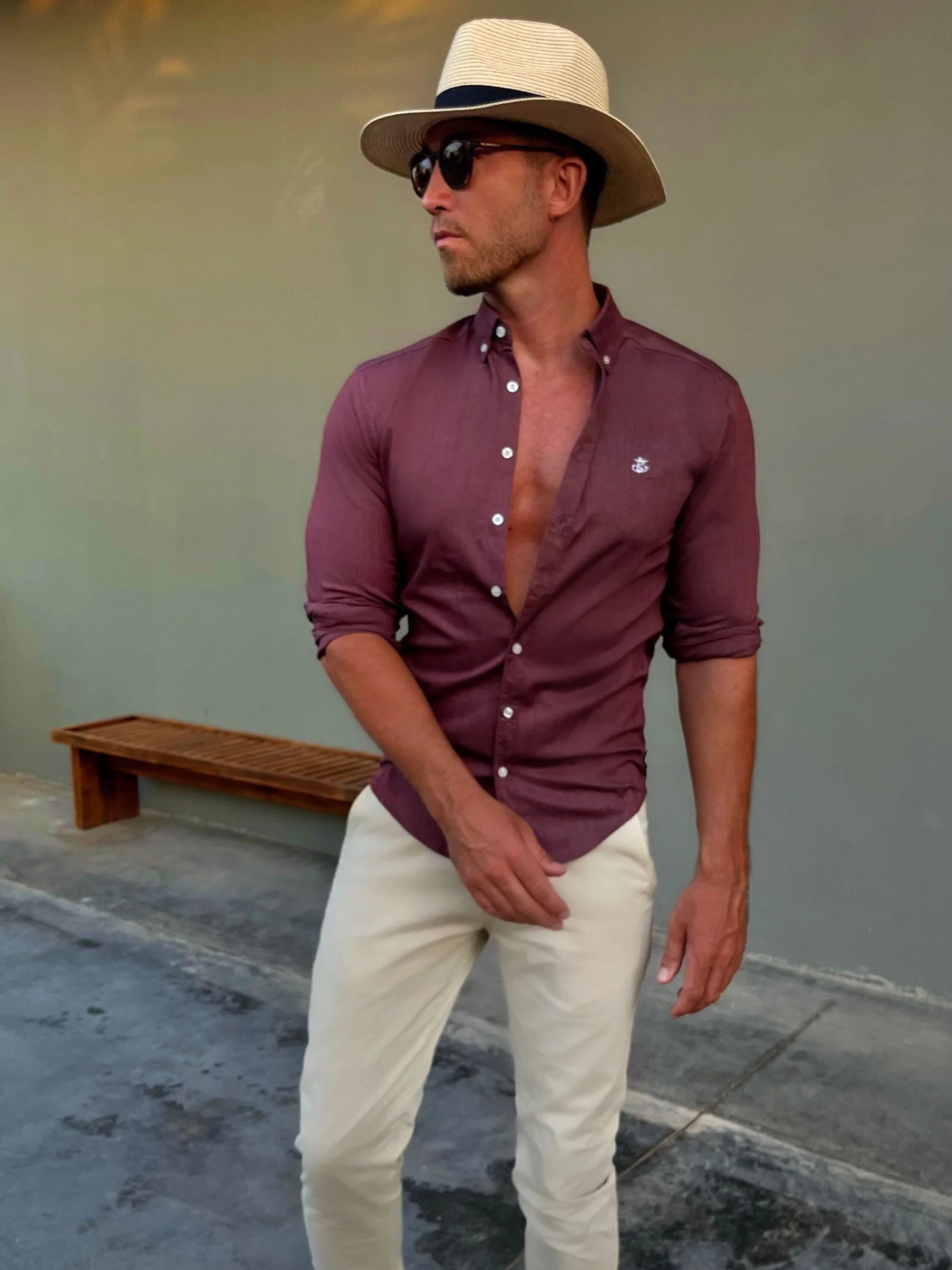 Maidstone Long Sleeve Shirt - Burgundy - Winsoncom