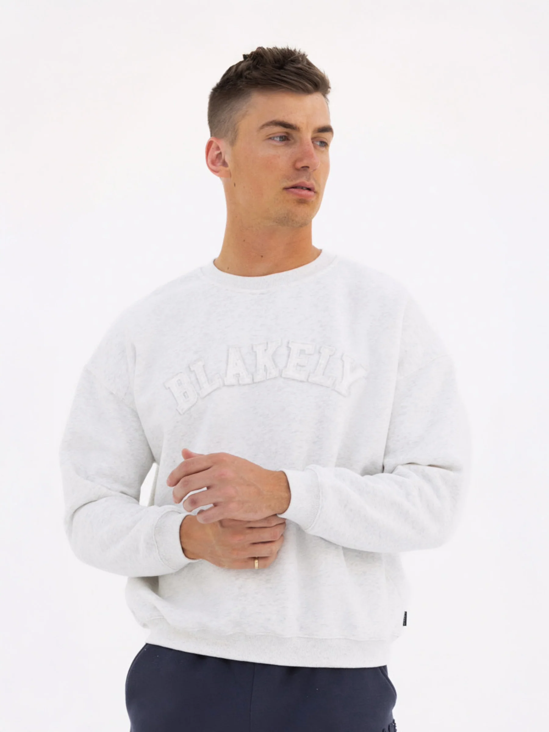 Tonal Varsity Relaxed Jumper - Marl White - Winsoncom