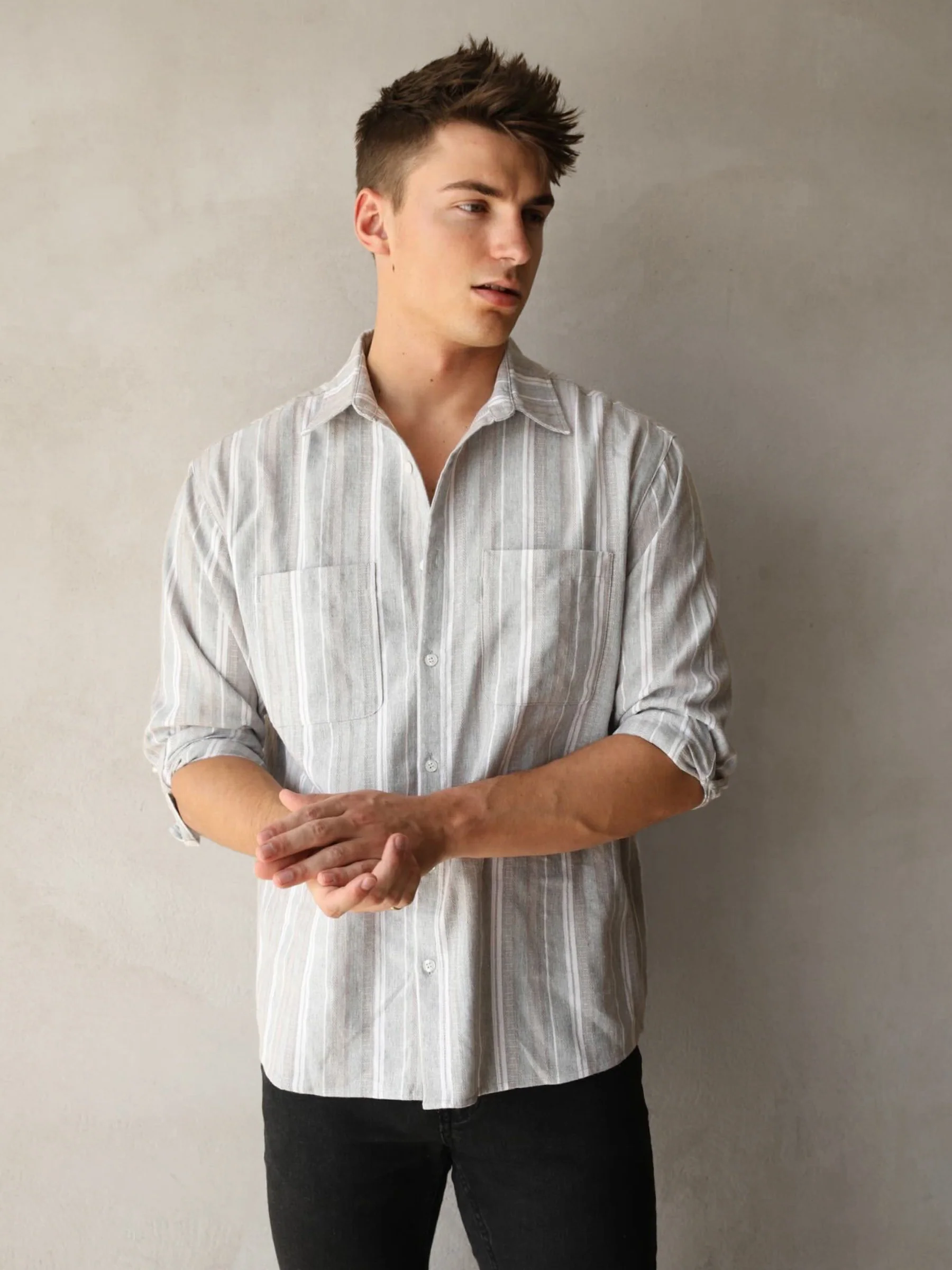 Rialto Stripe Shirt - Taupe - Winsoncom