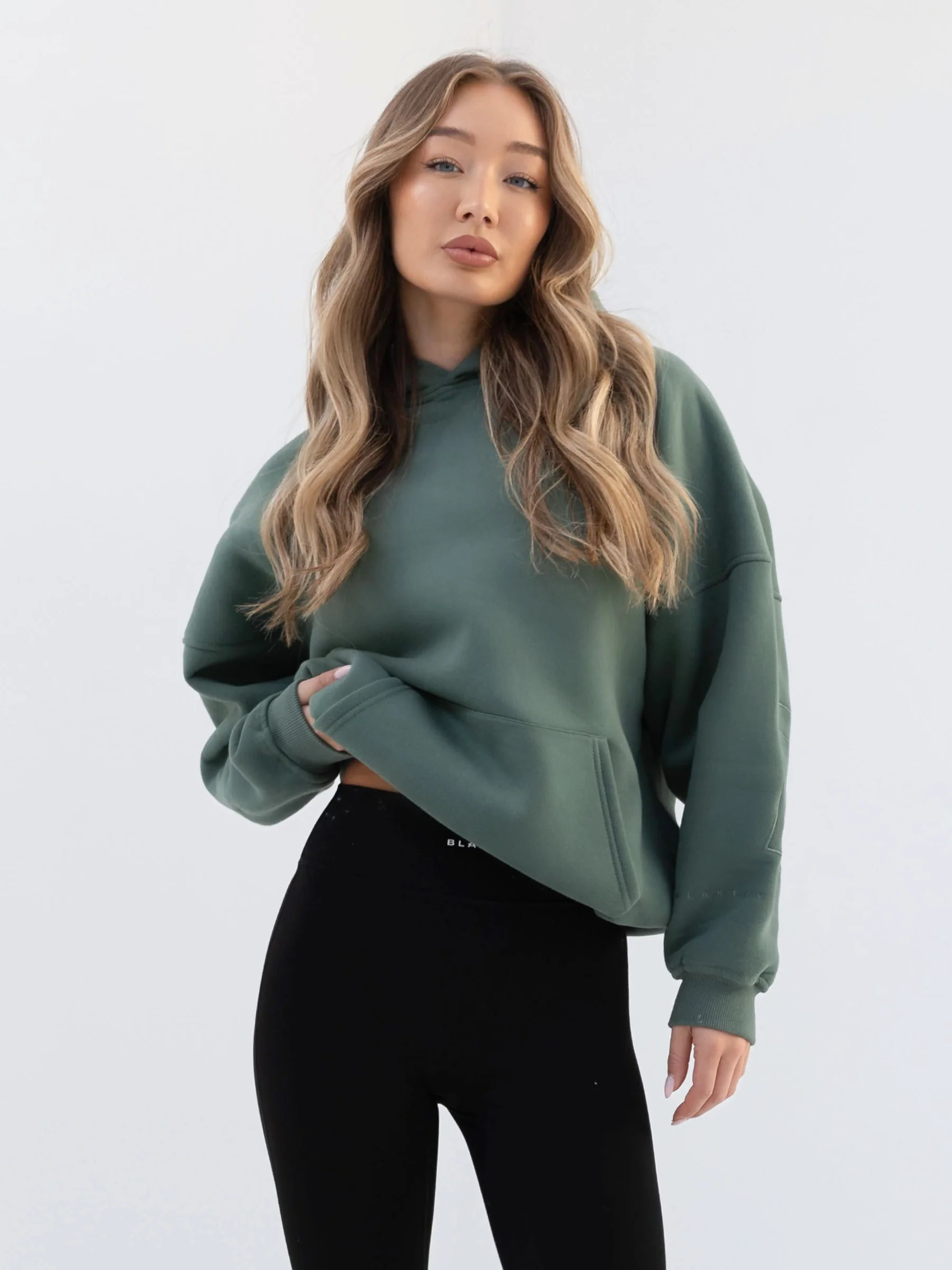 Embroidered Isabel Oversized Hoodie - Moss Green - Winsoncom