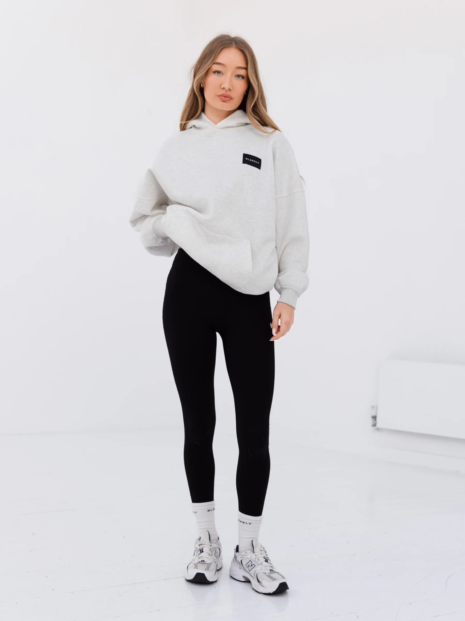Label Oversized Hoodie - Marl White - Winsoncom