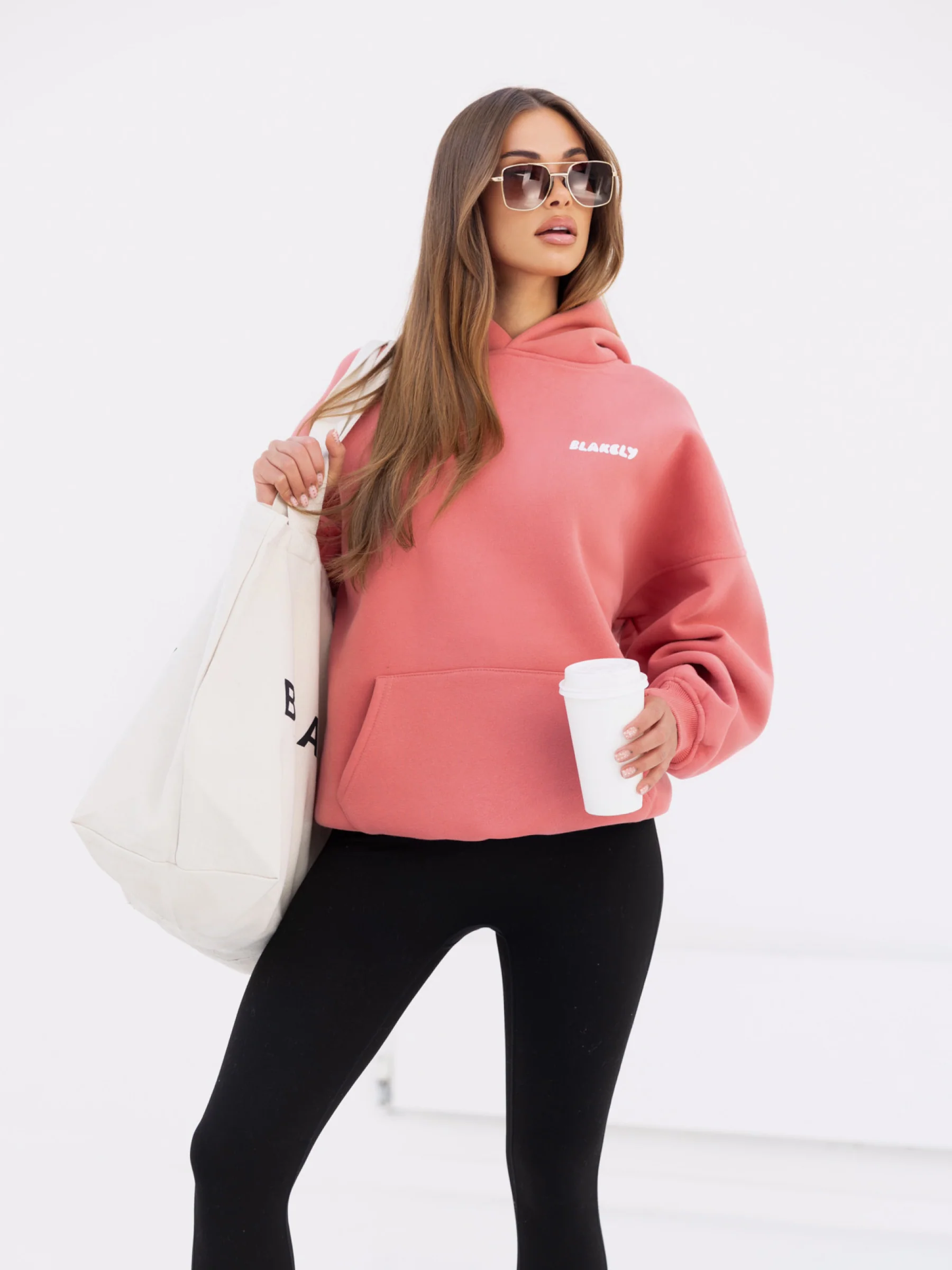 Cloud Print Oversized Hoodie - Sunrise Coral - Winsoncom