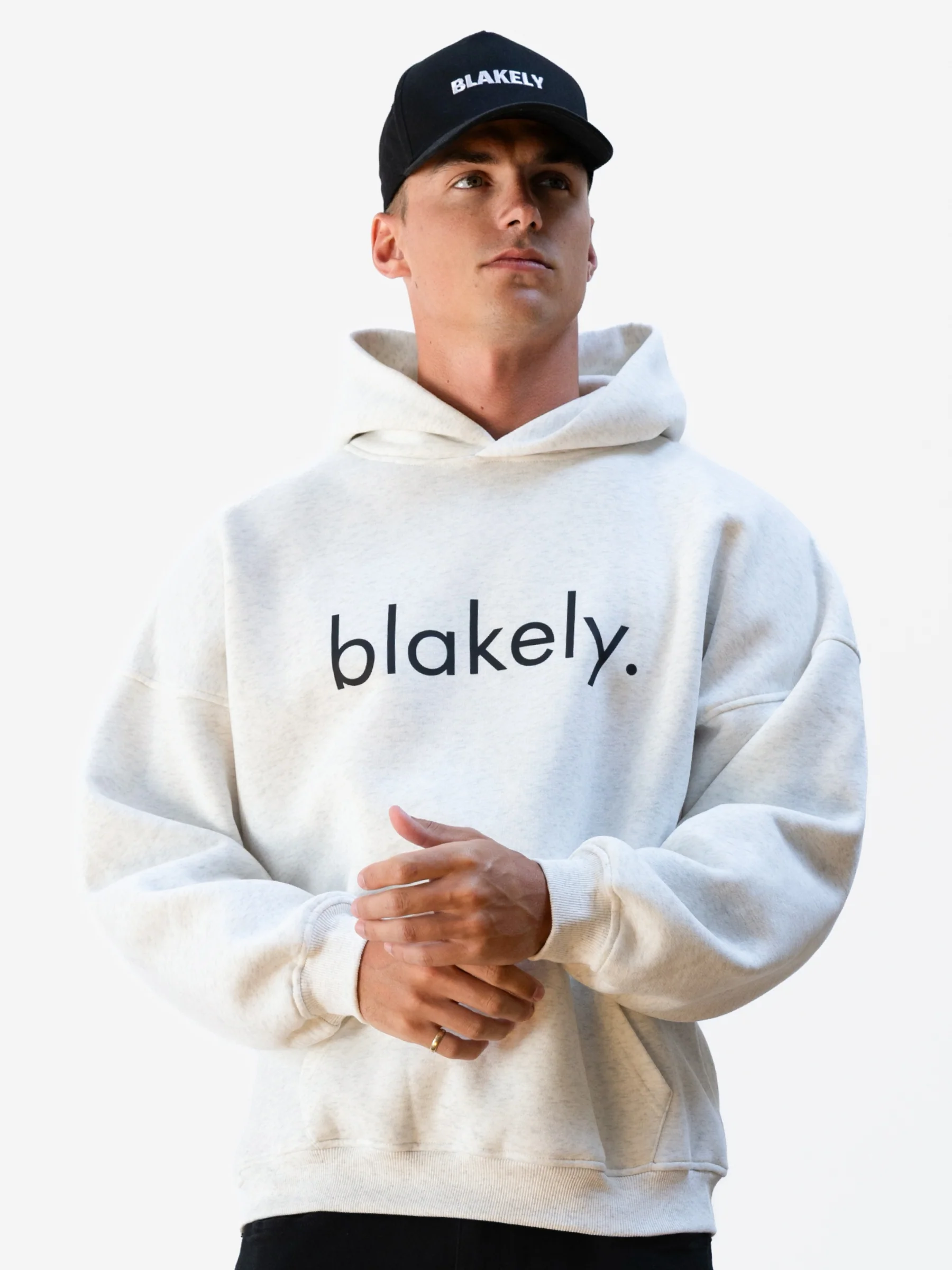 Logo Relaxed Hoodie - Marl White - Winsoncom