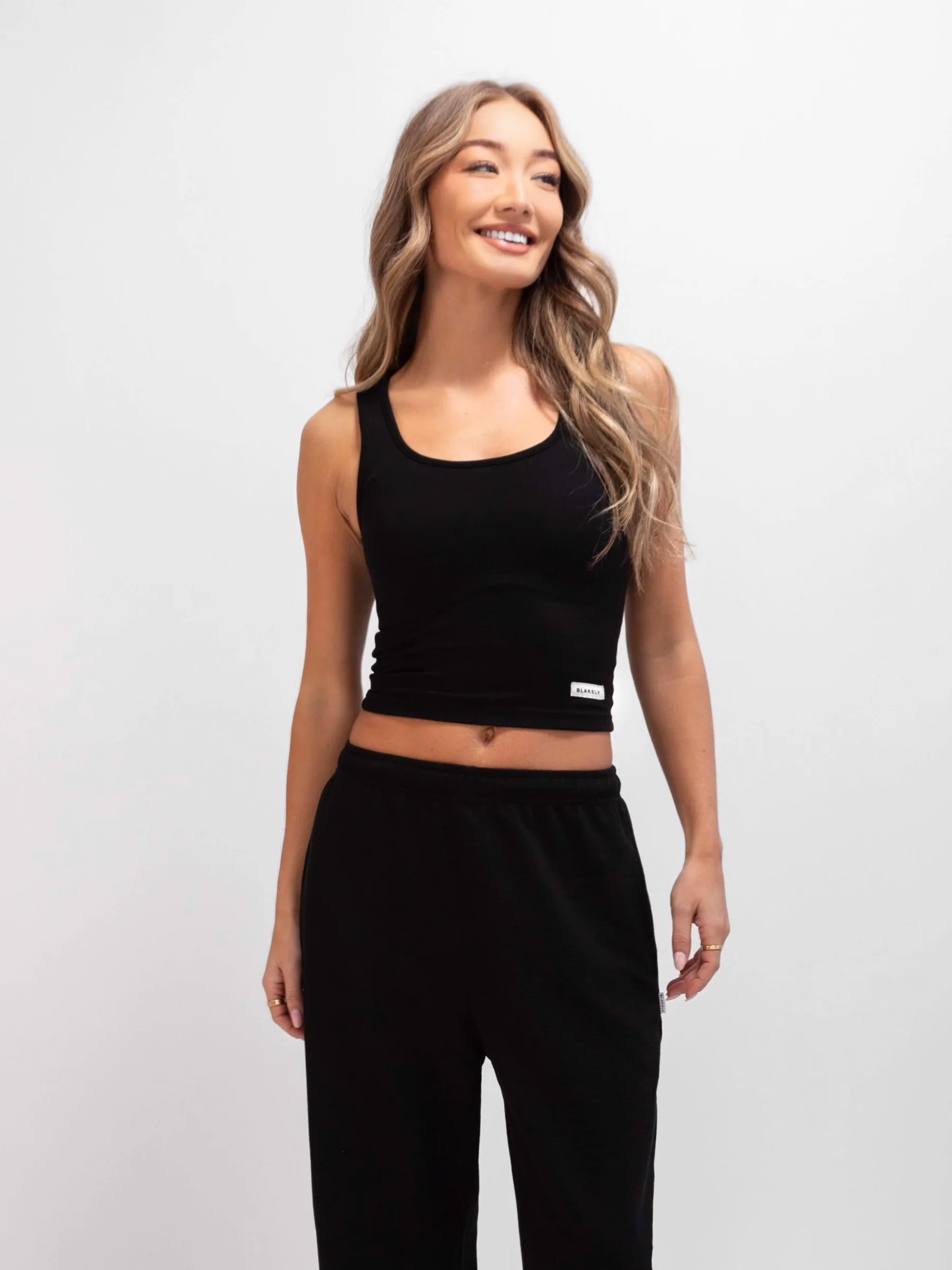 Soft Waffle Vest Top - Black - Winsoncom