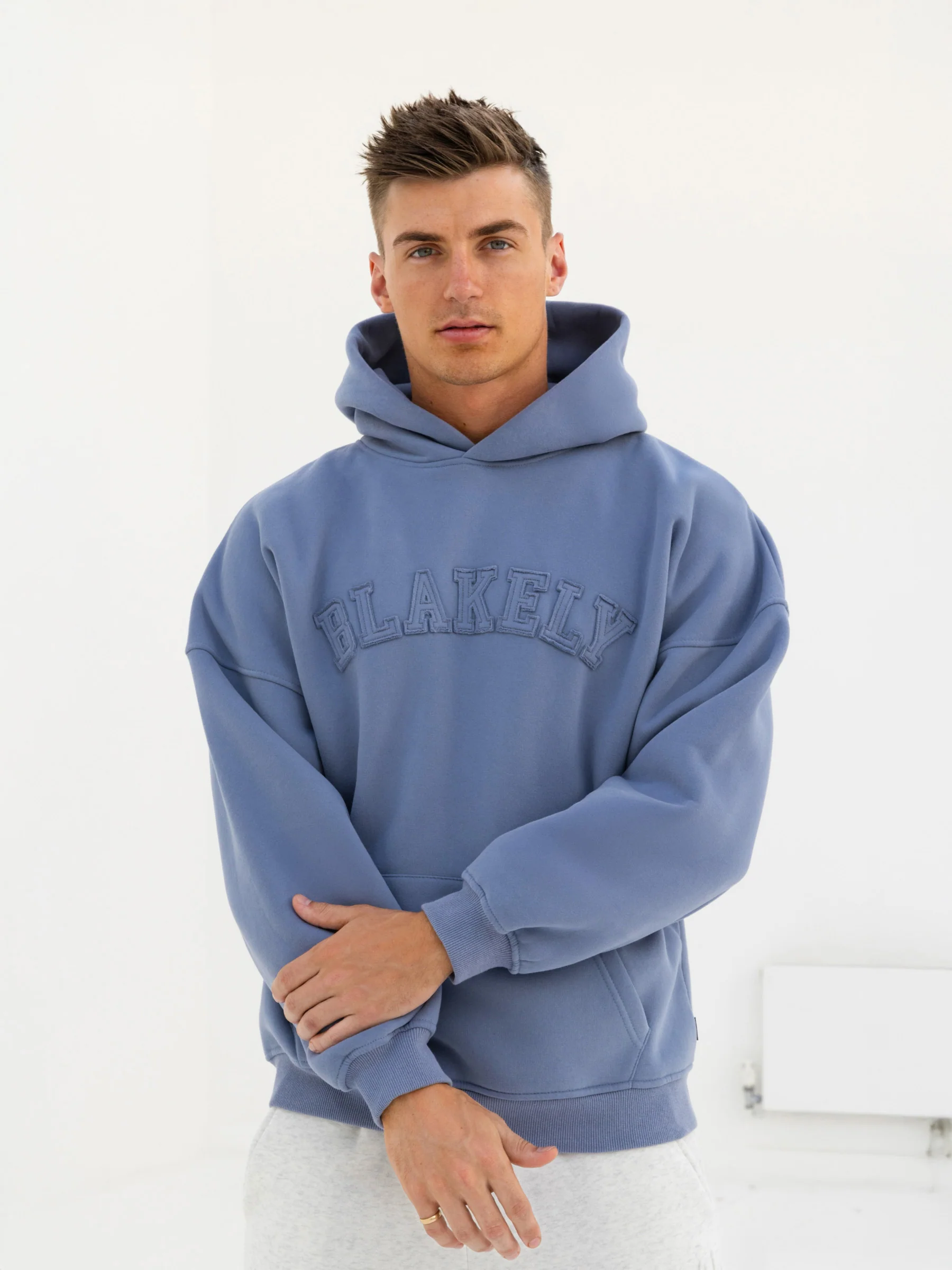 Tonal Varsity Relaxed Hoodie - Granite Blue - Winsoncom